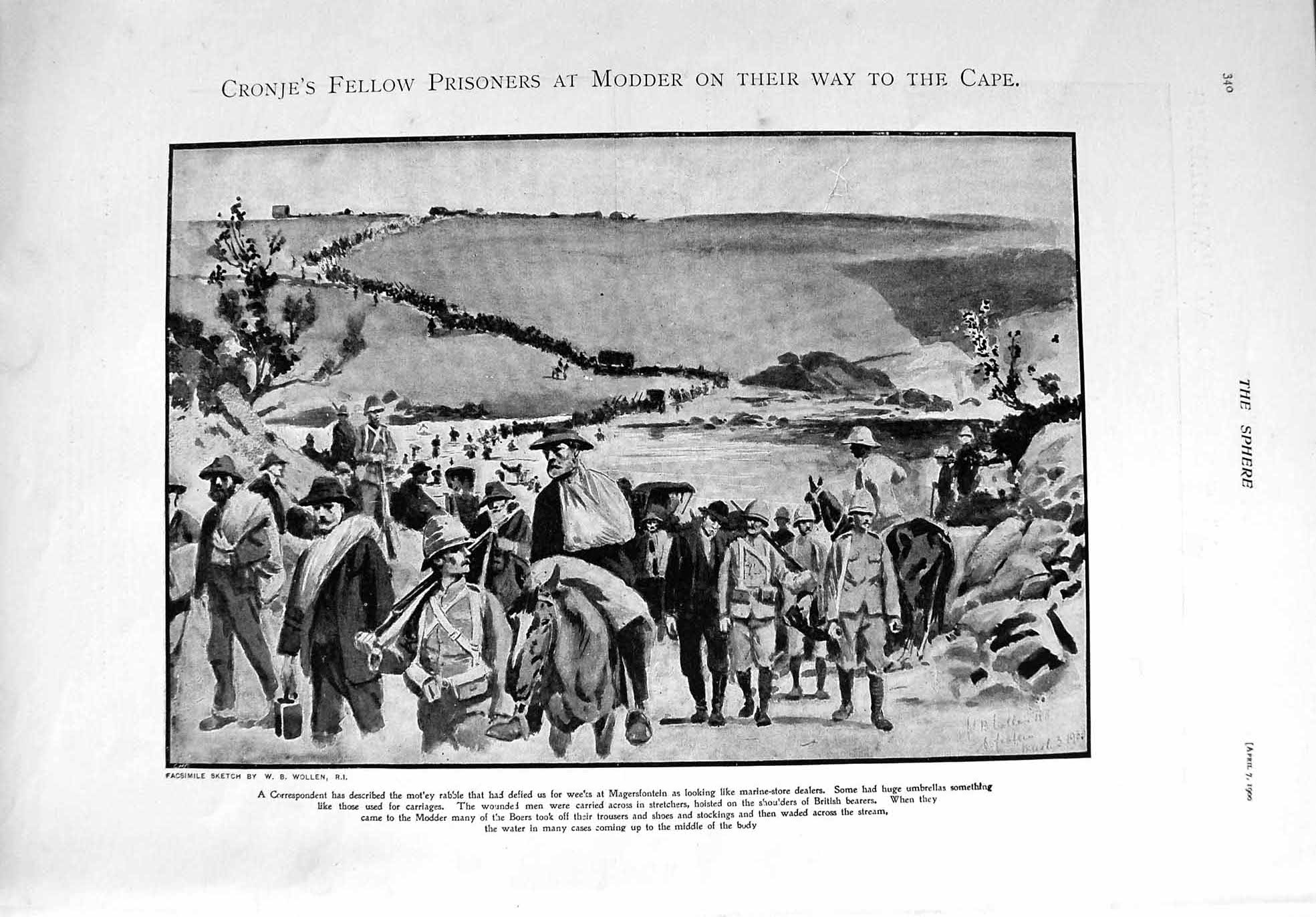 Original Old Antique Print 1900 Cronje Prisoners War Modder Majuba Siers 20th