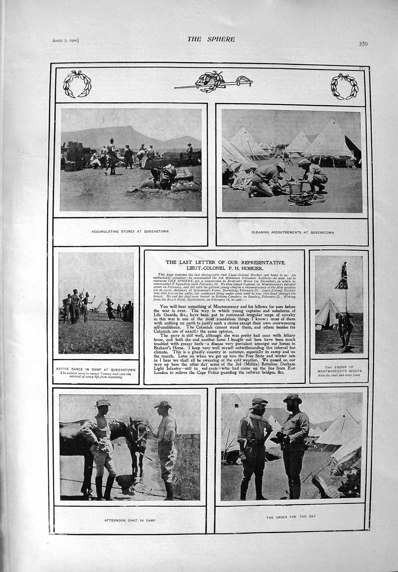 Old Antique Print 1900 Lieut-Colonel Hoskier Queenstown Daly Douai Bible 20th