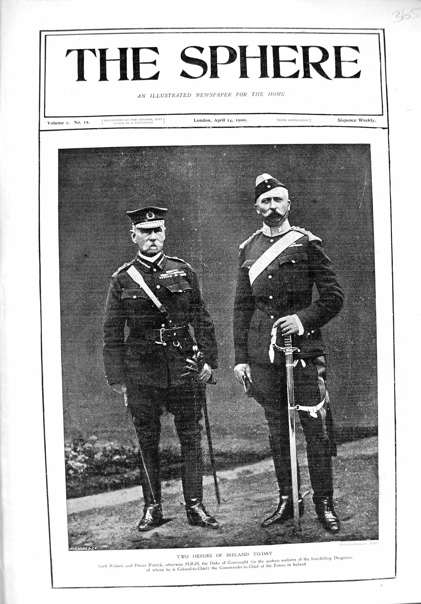 Original Old Antique Print 1900 Portrait Lord Roberts Prince Patrick Connaught