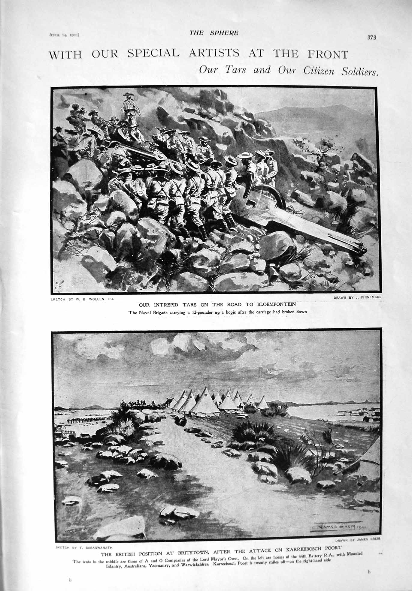 Old Antique Print 1900 War Tars Bloemfontein Britstown Boers Irish Army 20th