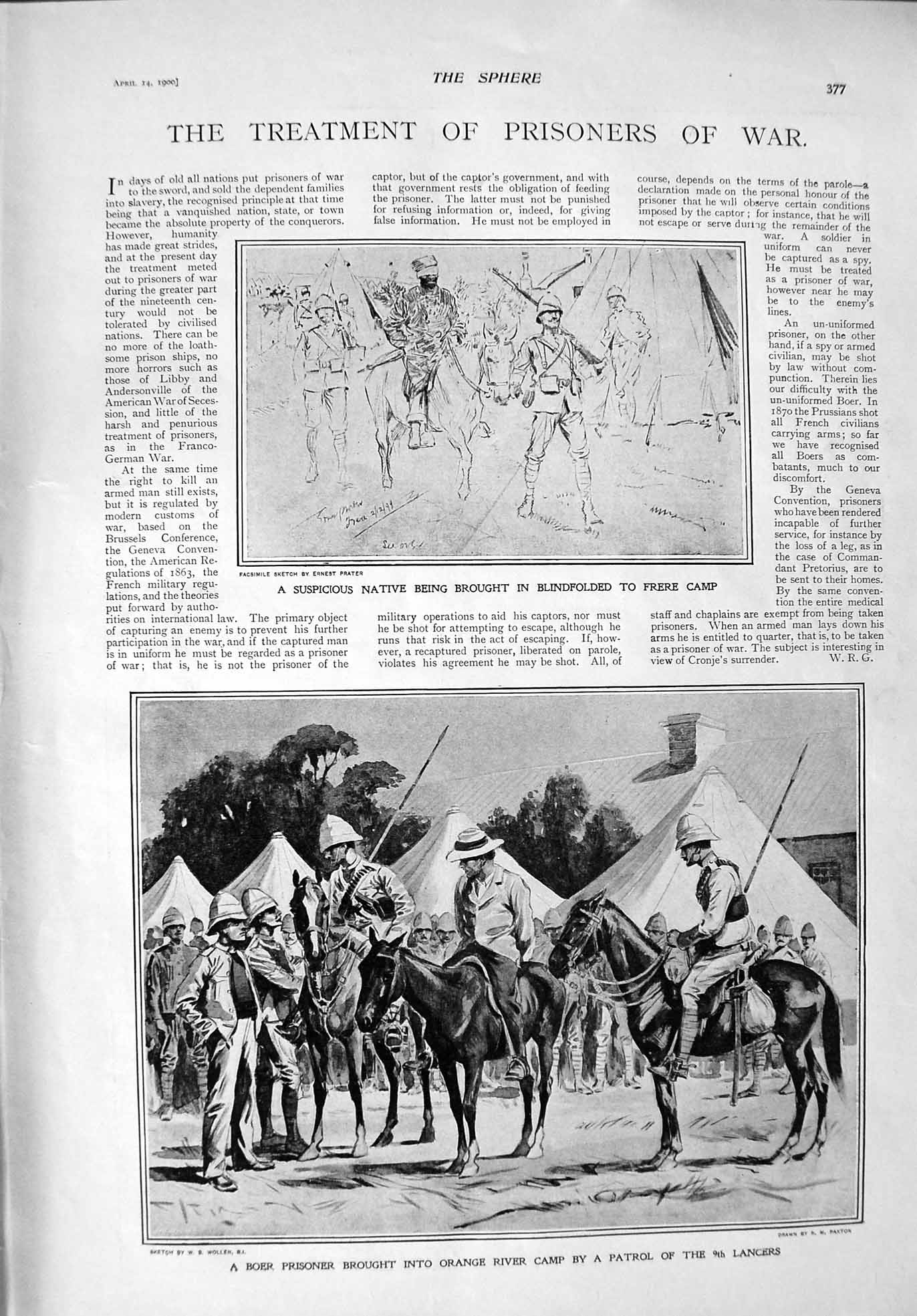 Original Old Antique Print 1900 Prisoners War Boer Lancers Maclaren Rimington