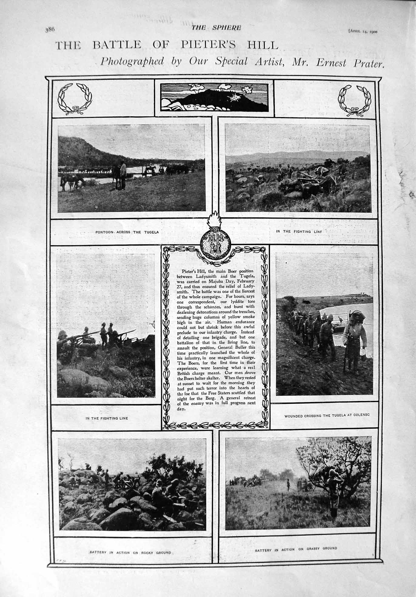 Old Antique Print 1900 Battle Pieter'S Hill Tugela Colenso Palace Teheran 20th
