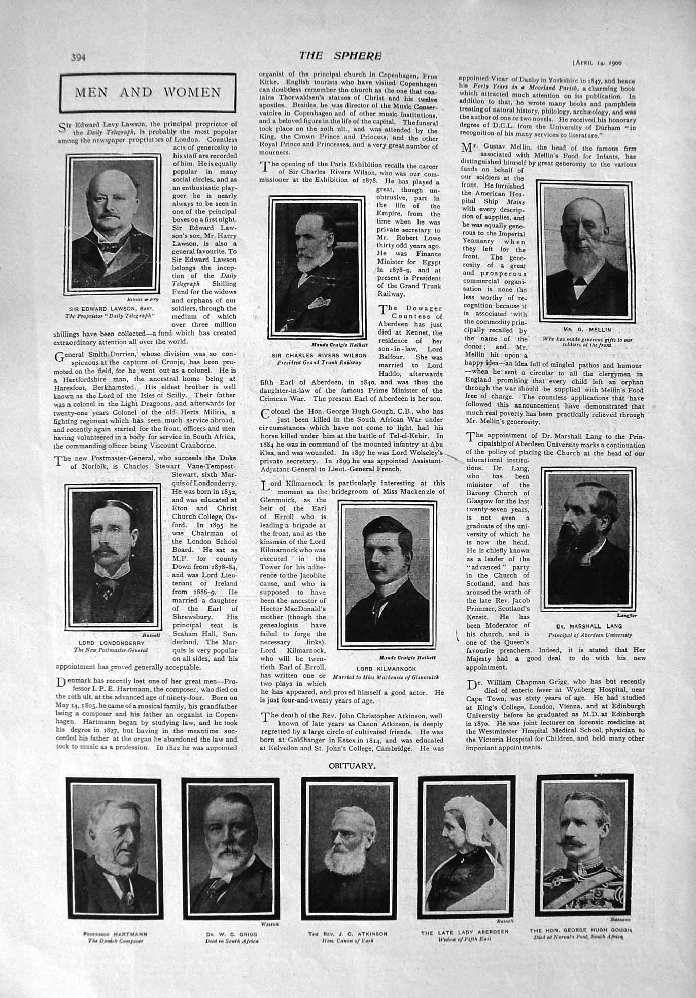 Original Old Antique Print 1900 Lawson Wilson Mellin Kilmarnock Crigg Atkinson