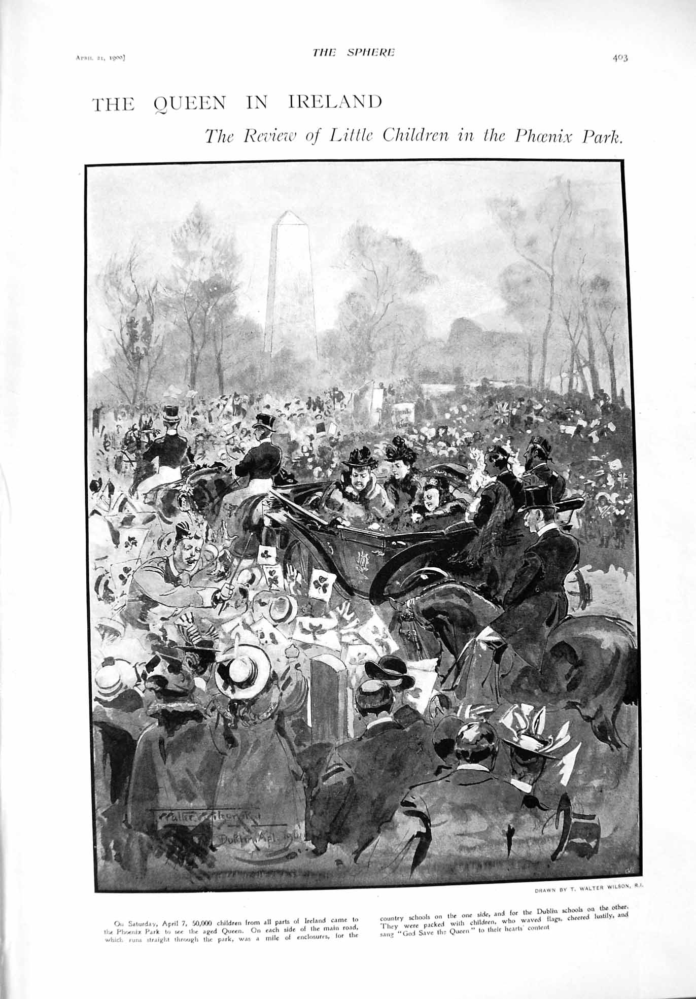 Old Antique Print 1900 Queen Ireland Phoenix Park Donald Stewart Chelsea 20th