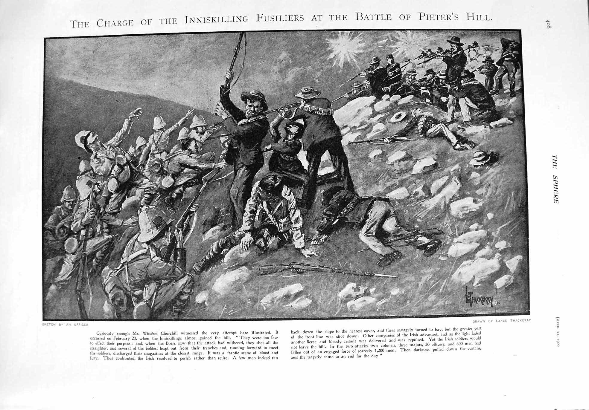 Old Antique Print 1900 Inniskilling Battle Pieter'S Hill War Colenso Boer 20th