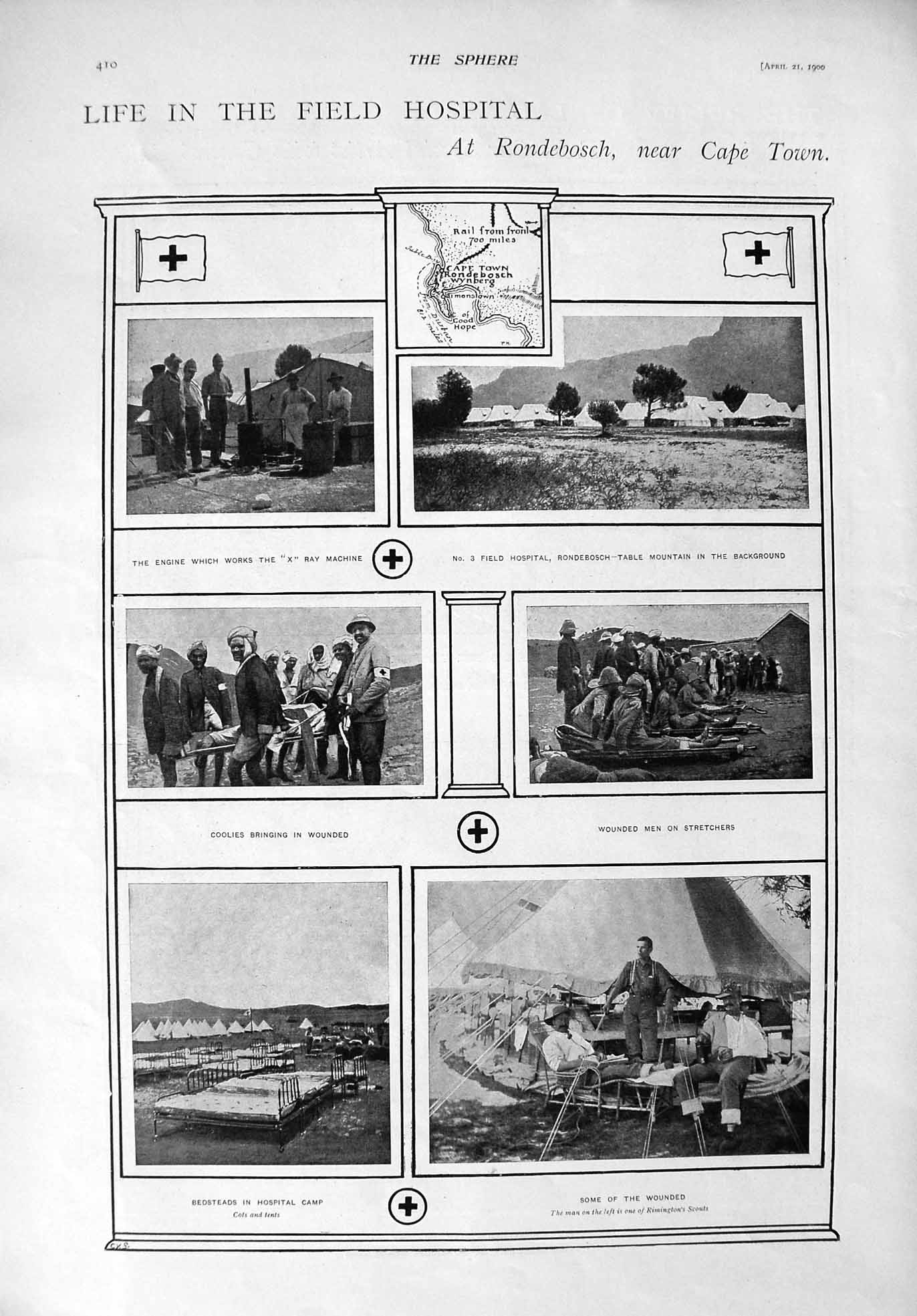 Original Old Antique Print 1900 War Field Hospital Rondebosch Ladysmith Africa