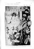 Original Old Antique Print 1900 Little Girl Flowers Bed Paris Electrical Palace