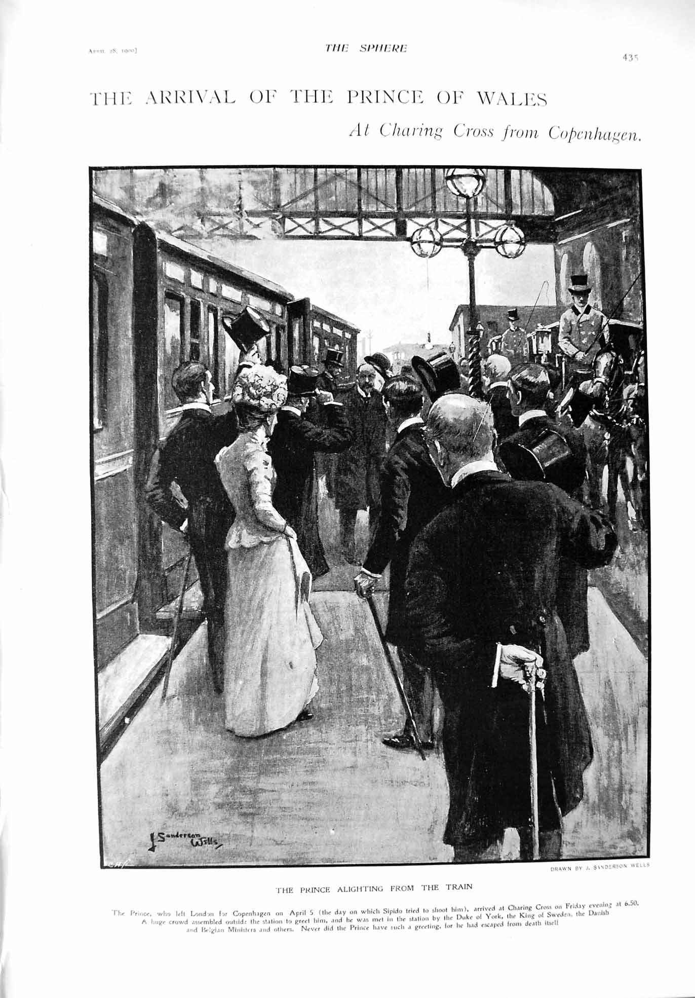 Old Antique Print 1900 Prince Wales Charing Train Lorne Argyll Inverary 20th