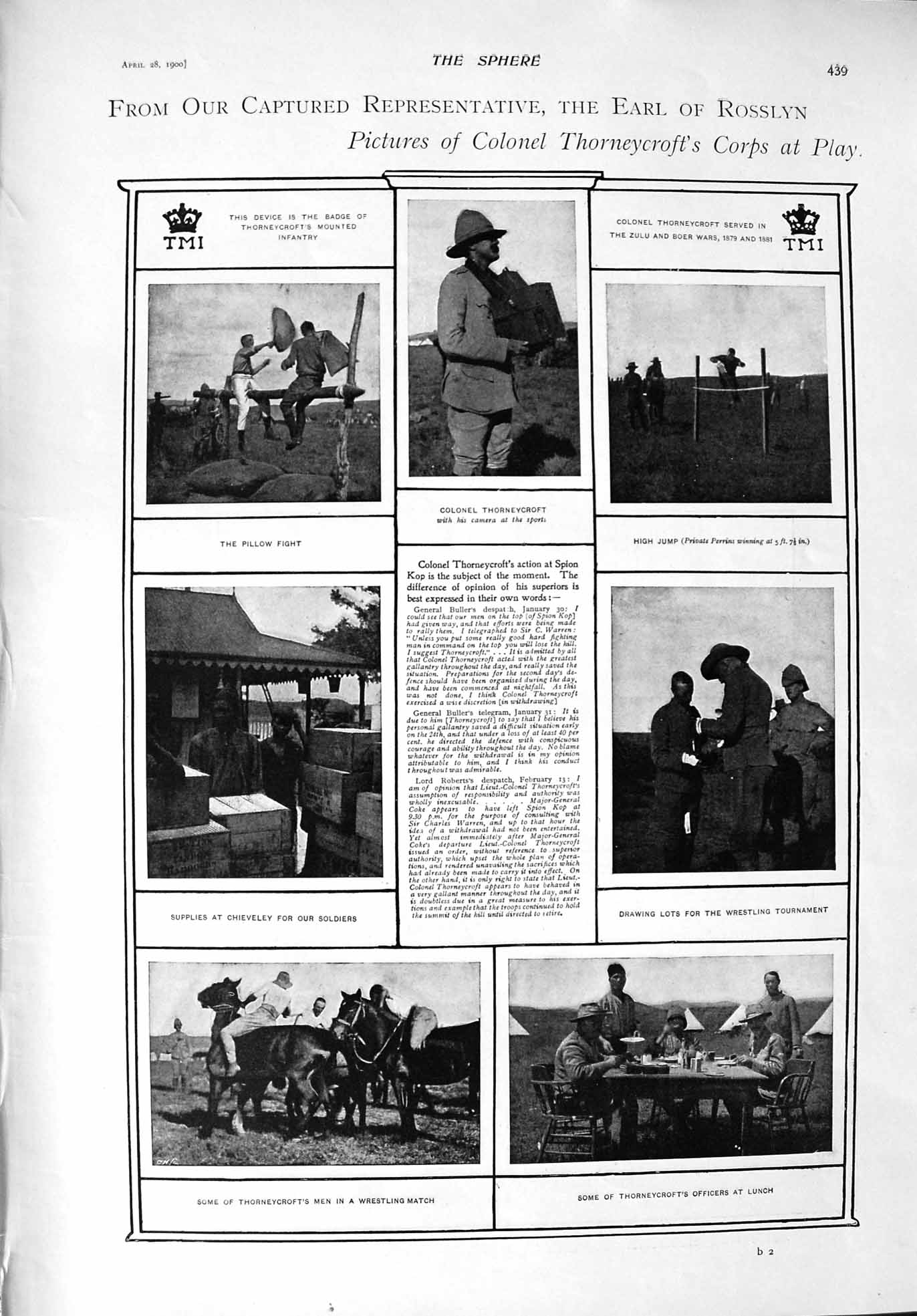 Original Old Antique Print 1900 Colonel Thorneycroft Pillow Fight Modder Ramdam