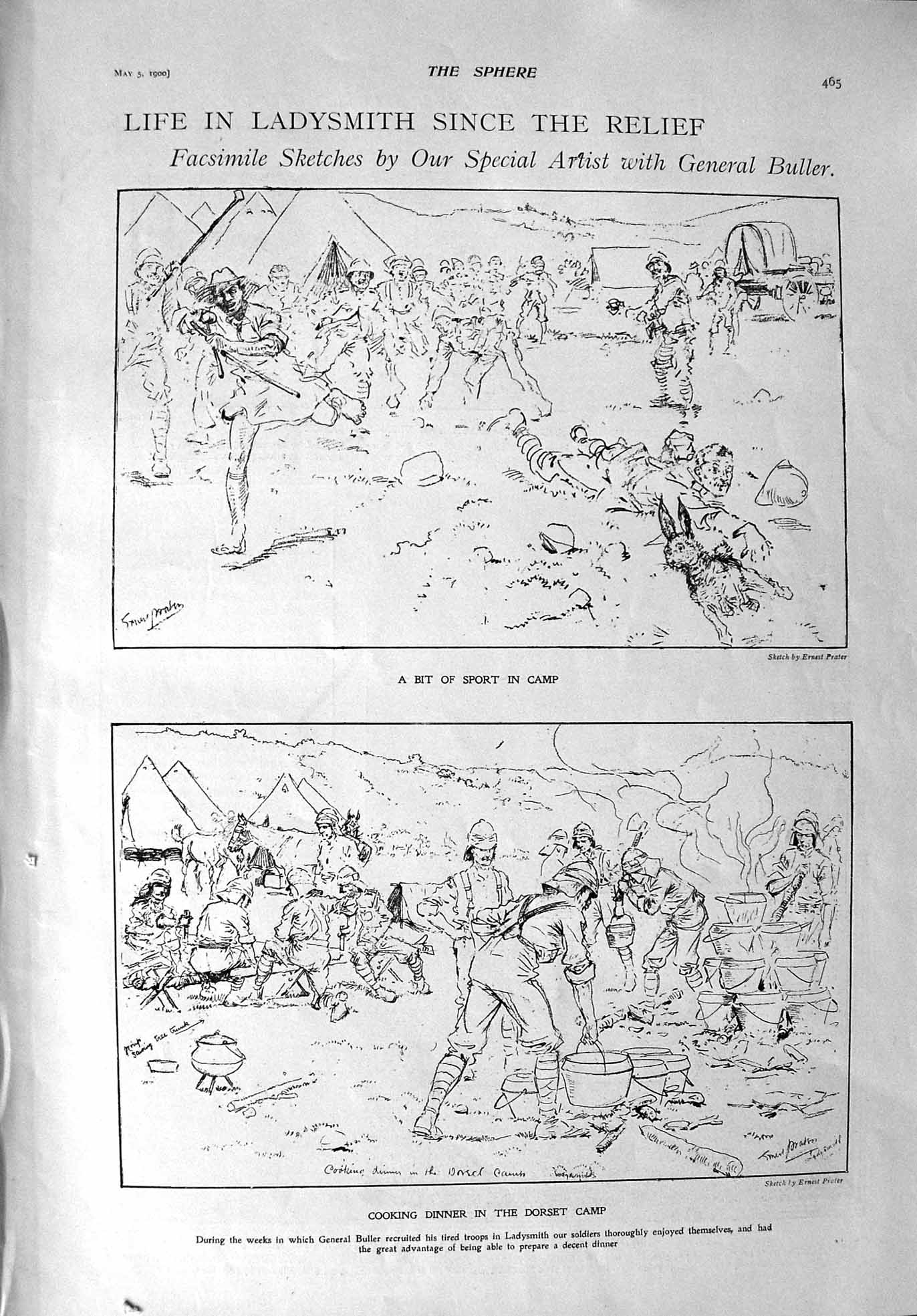 Old Antique Print 1900 Buller Ladysmith Camp Sport Queen Dublin Victoria 20th