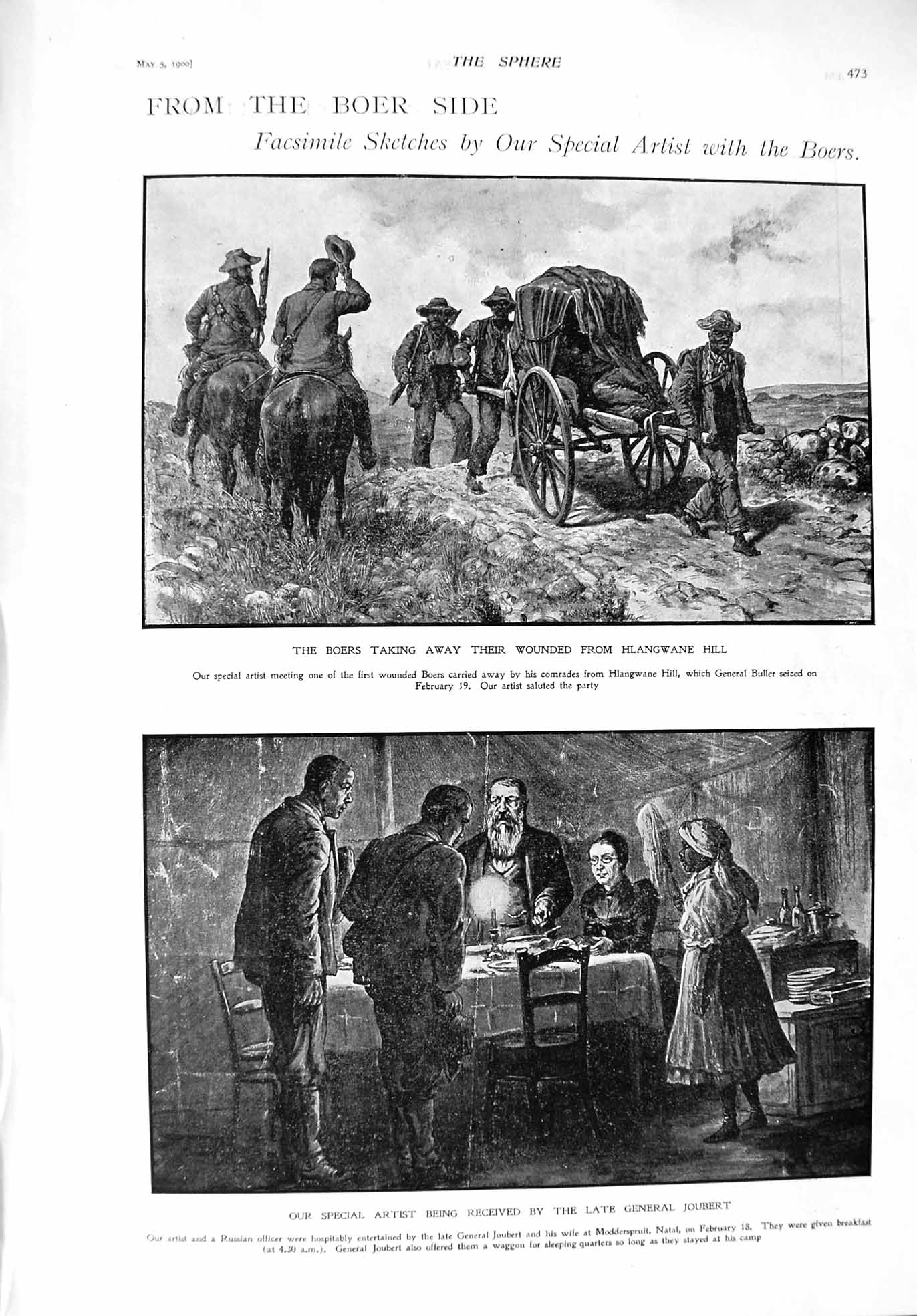 Original Old Antique Print 1900 Boers Hlangwane General Joubert Kitchener Botha