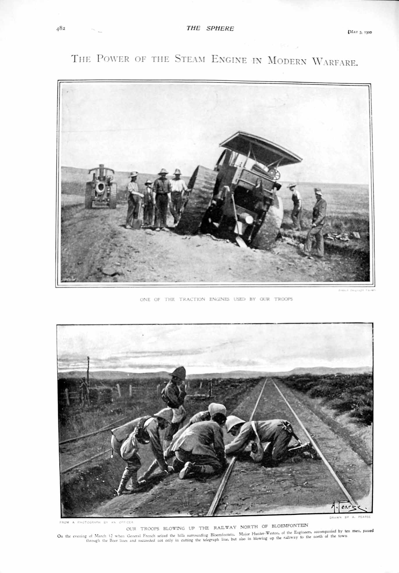 Old Antique Print 1900 Traction Engine Railway Bloemfontein Burma Africa 20th