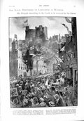 Original Old Antique Print 1900 Windsor Castle Naval Brigade Prince Sweden Carl