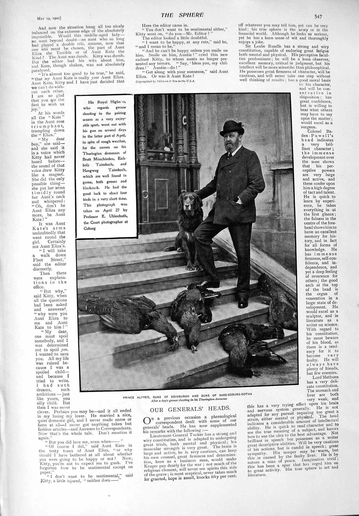 Original Old Antique Print 1900 Prince Alfred Duke Edinburgh Curtis Ratcliffe