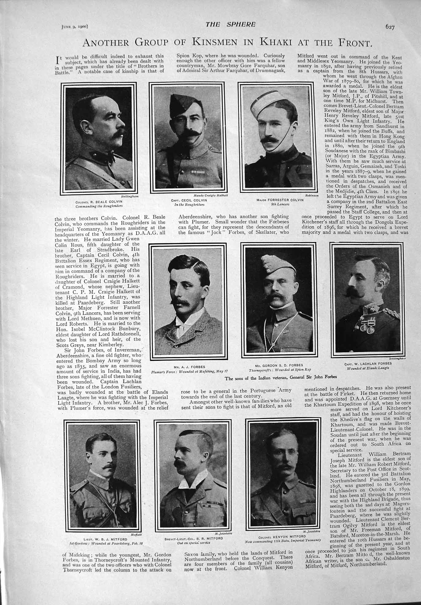 Old Antique Print 1900 War Mitford Forbes Colvin Anton Lang Ober-Ammergau 20th