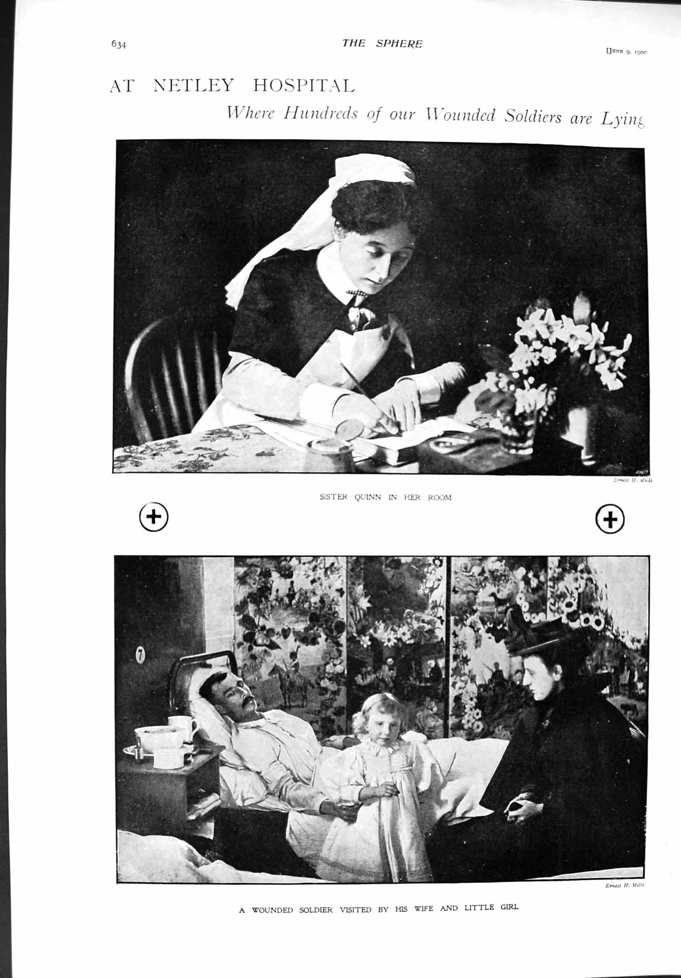 Original Old Antique Print 1900 Netley Hospital Sister Quinn Sutherland Gmunden