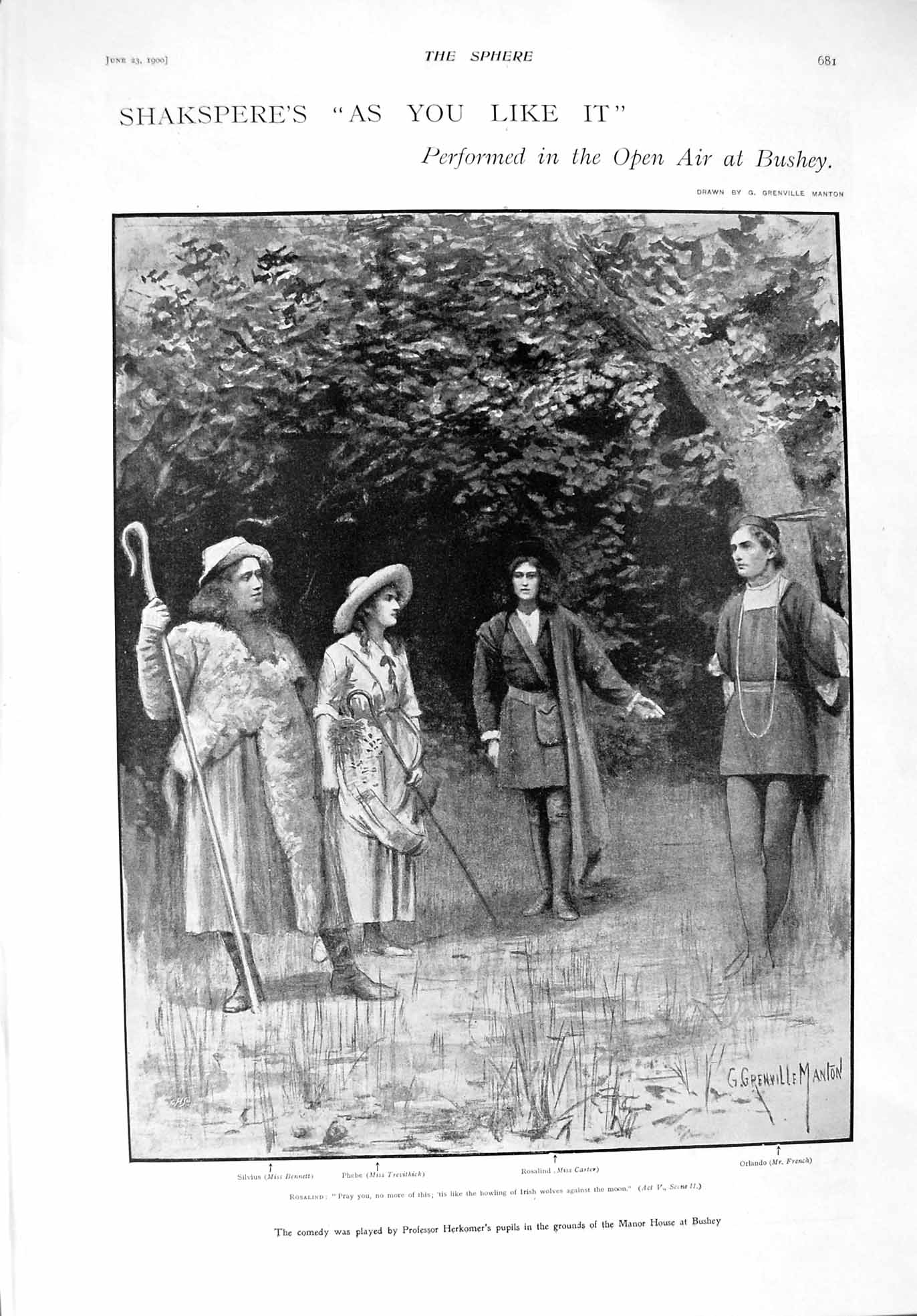 Old Antique Print 1900 Shakspere Bushey Theatre Train Crash Slough Walter 20th