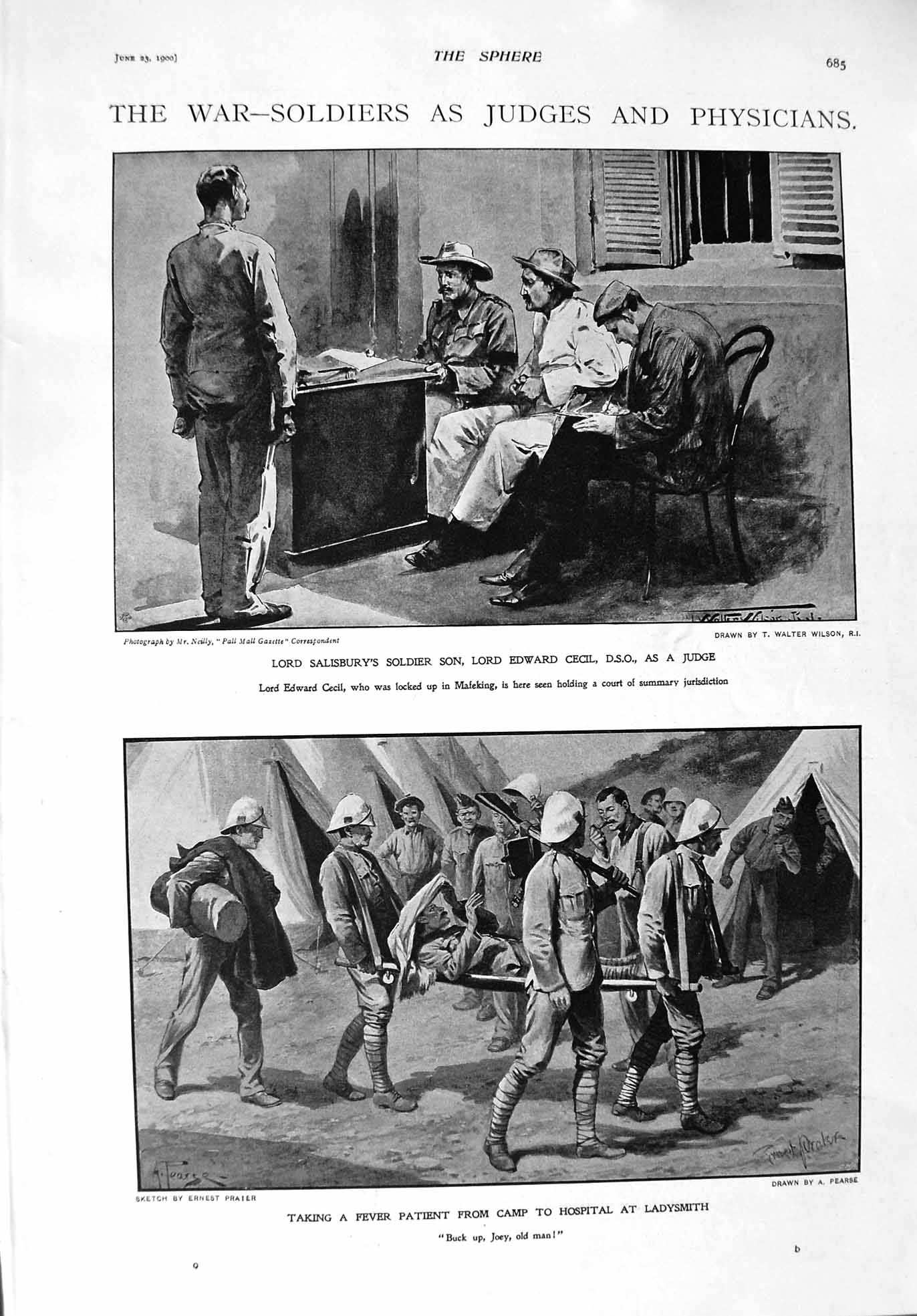 Old Antique Print 1900 Lord Salisbury Edward Cecil Hospital Africa Kopjes 20th