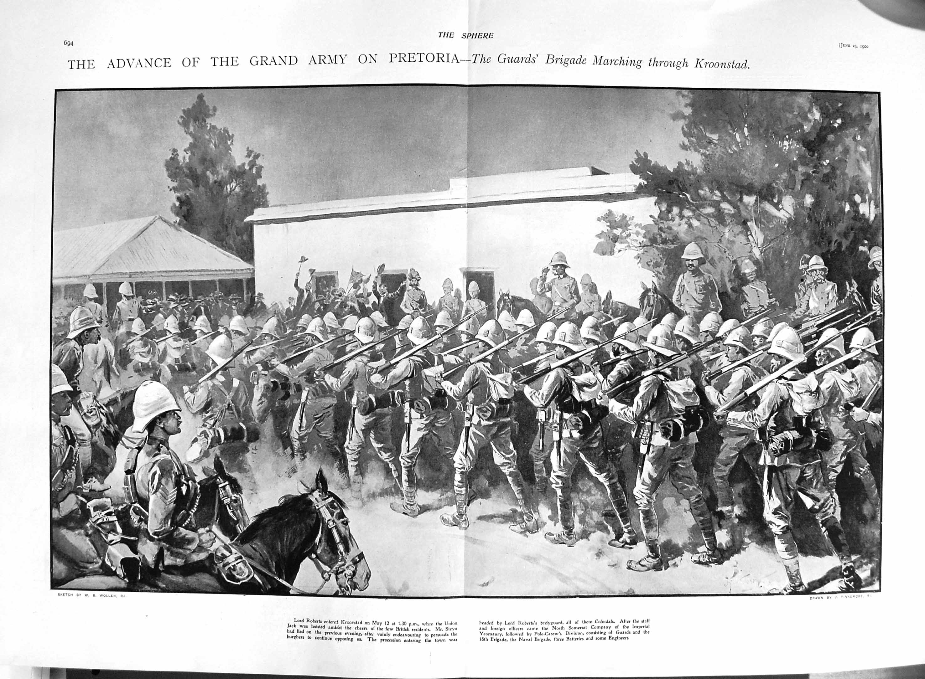 Old Antique Print 1900 War Pretoria Lord Roberts Kroonstad Fatima Wife 20th