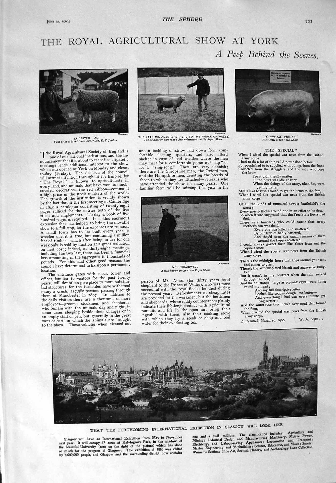 Old Antique Print 1900 Agricultural Show York Glasgow Royal Hunt Horses 20th