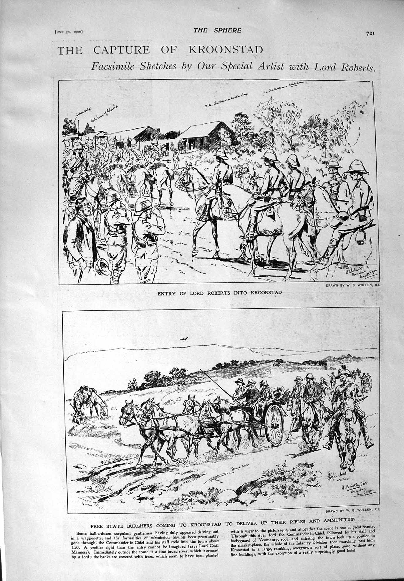 Old Antique Print 1900 Lord Roberts Kroonstad Burghers Buller Ladysmith 20th