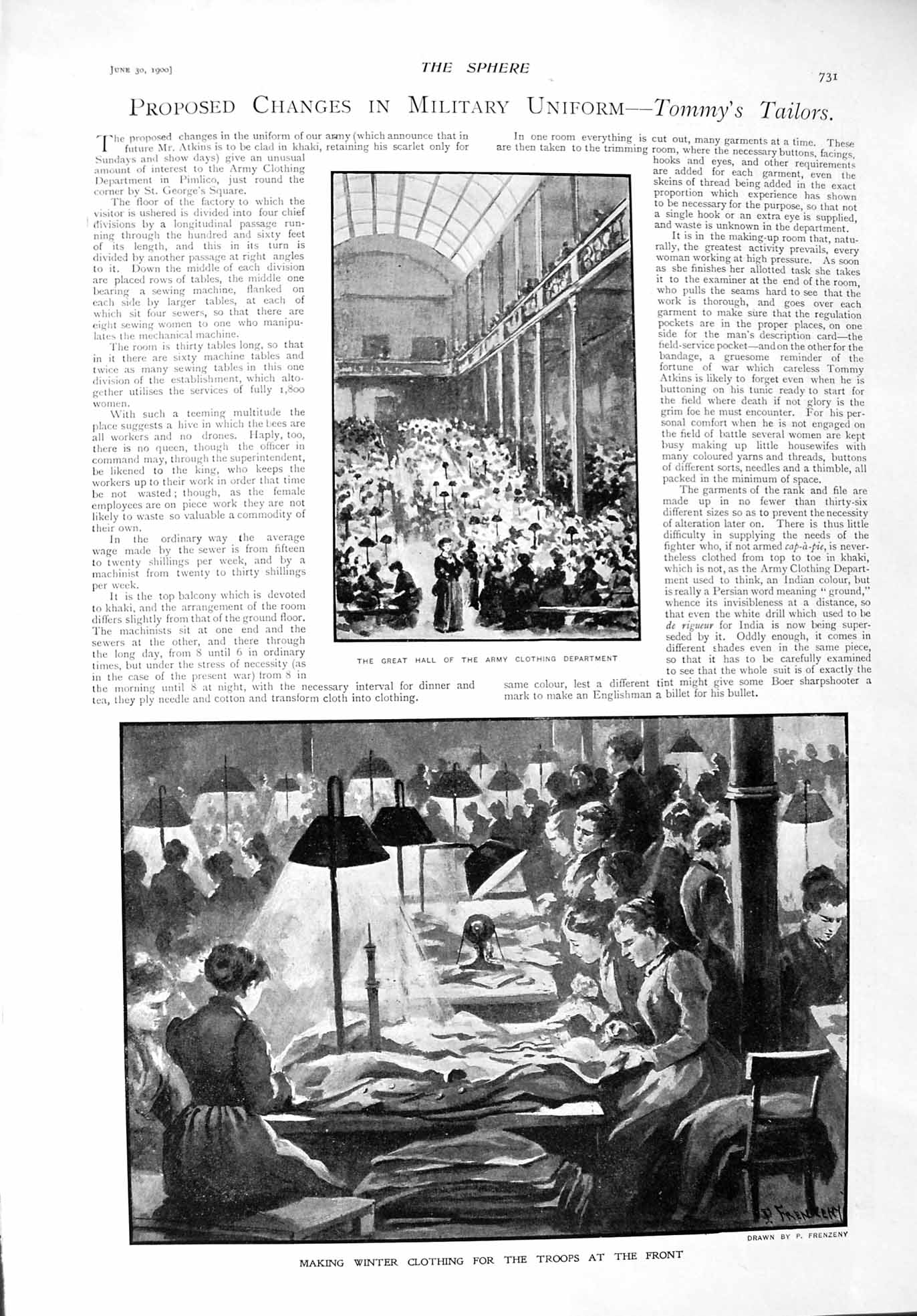 Original Old Antique Print 1900 Tommy'S Tailors Army Clothing Johnson Dickens