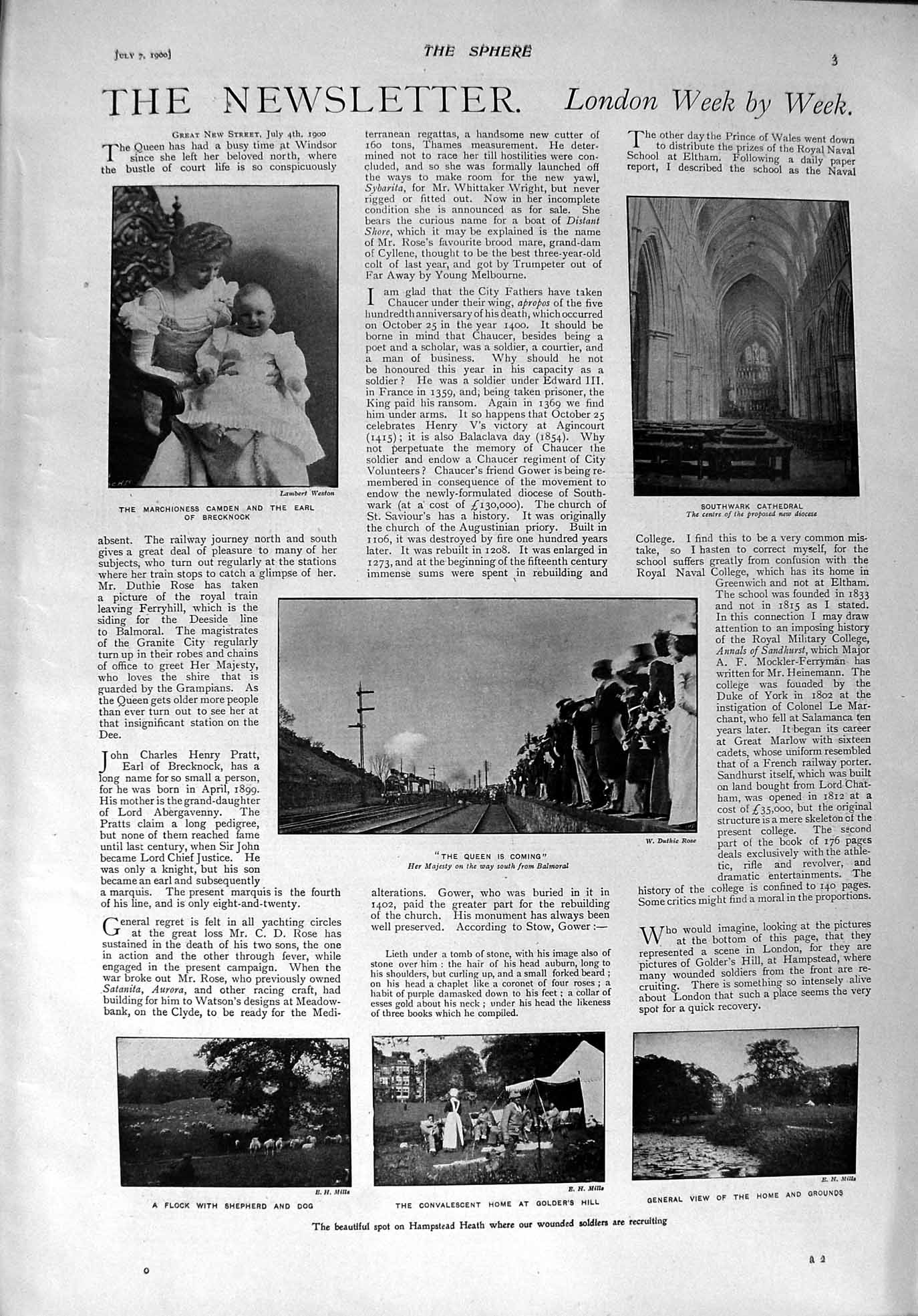 Old Antique Print 1900 Queen Balmoral Train Hampstead Southwark Khedive 20th