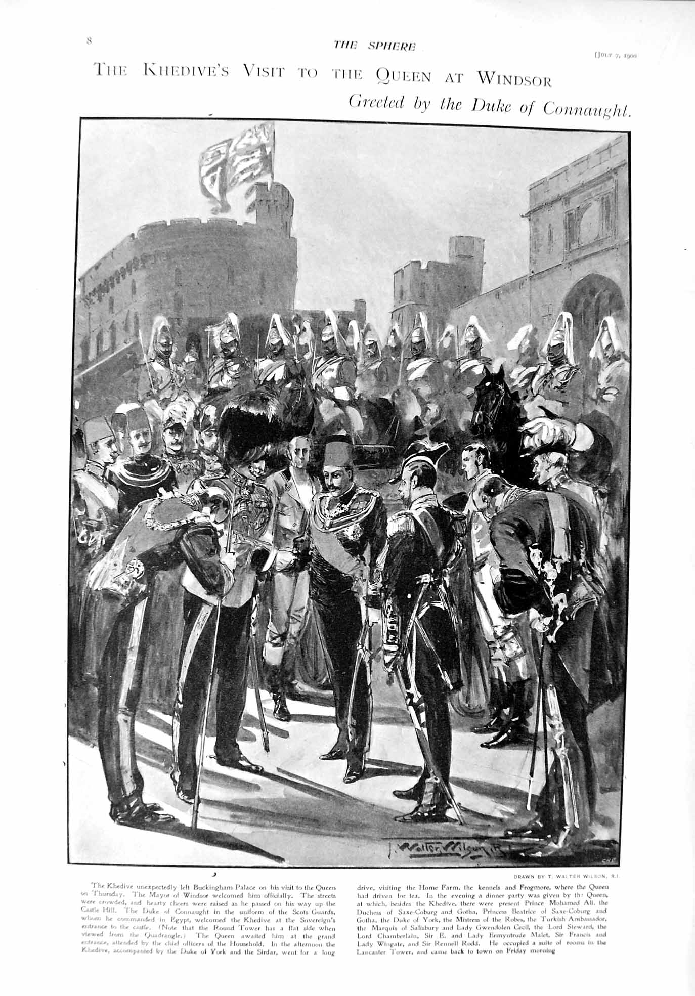 Old Antique Print 1900 Khedive Duke Connaight Buckingham Victoria Cross 20th