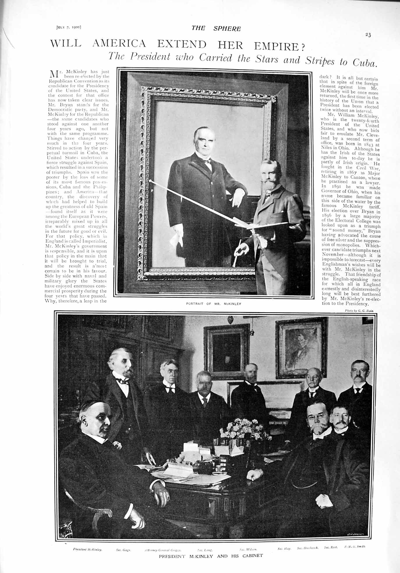Old Antique Print 1900 America President Mckinley Wilson Gage Tennant Men 20th
