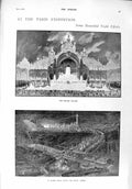 Old Antique Print 1900 Paris Water Palace Eiffel Tower Mottier Lafayette 20th