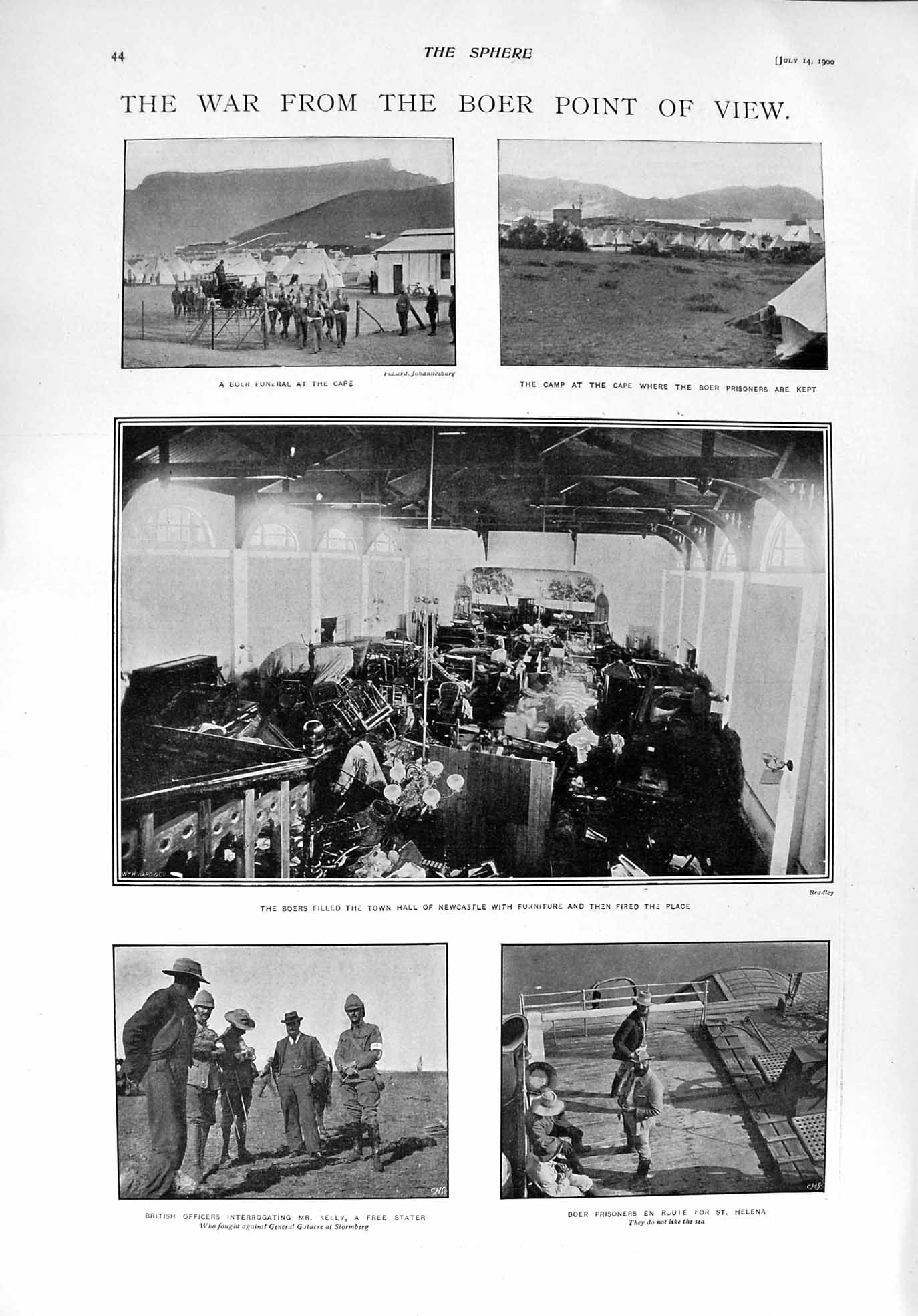 Old Antique Print 1900 Boer War Prisoners Kelly Nurses Hospital Wynberg 20th
