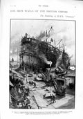 Old Antique Print 1900 Duncan Twin-Screw Battle Ship Blackwall Miss Tighe 20th