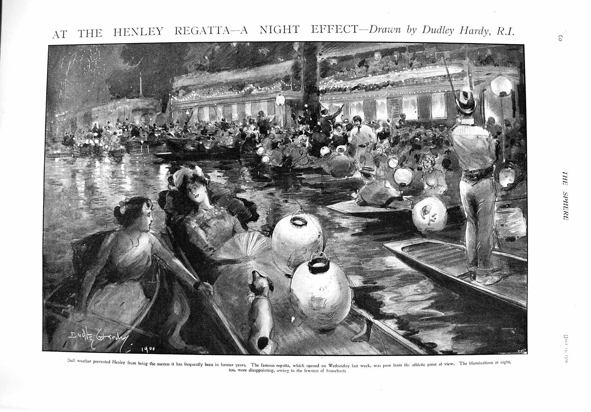 Old Antique Print 1900 Henley Regatta River Boats Horses Duke Westminster 20th