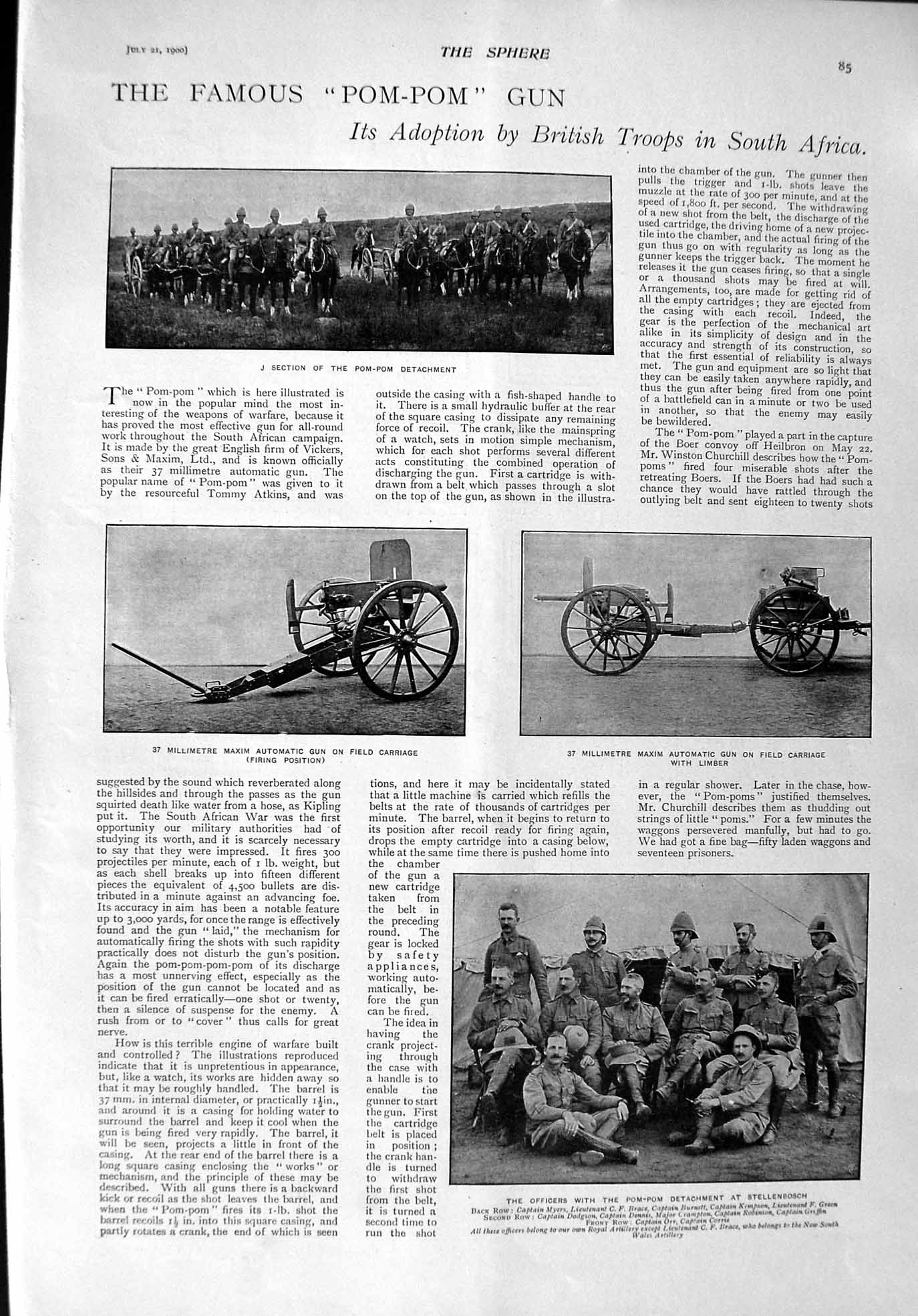 Old Antique Print 1900 Pom-Pom Gun War Africa Cavriani Caserta Flanders 20th