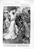 Original Old Antique Print 1900 Queen Garden Party Buckingham Croquet Mallets