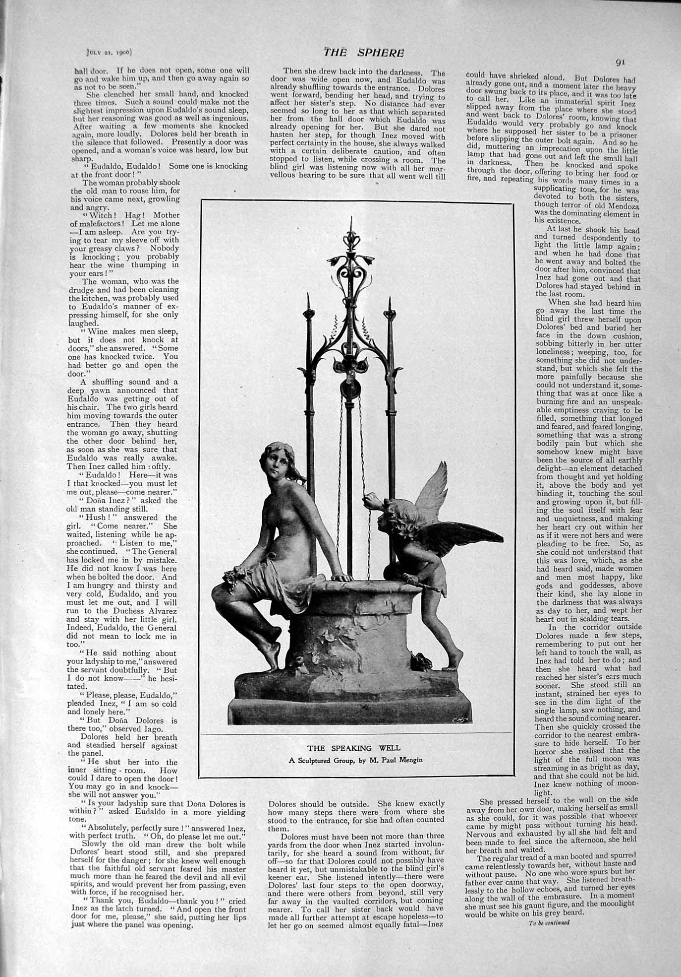 Original Old Antique Print 1900 Speaking Well Mengin Monument Shakspere Church