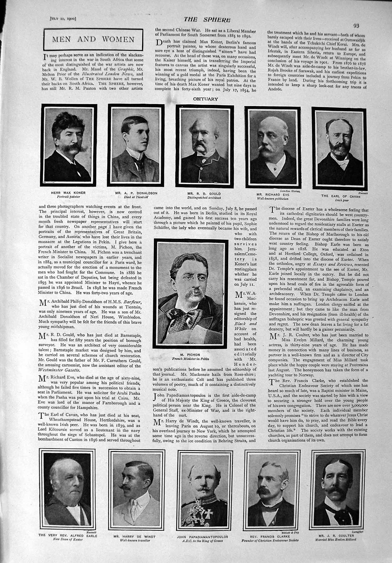 Old Antique Print 1900 Koner Donaldson Gould Pichon Earle Clarke Gilman 20th