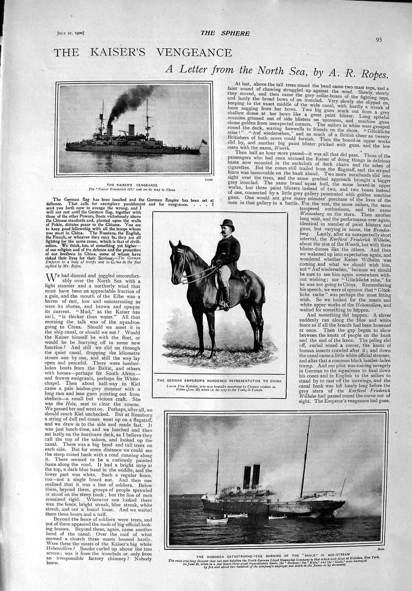 Old Antique Print 1900 Kaiser Ship Vengeance Ketteler Saale Fashion Gown 20th