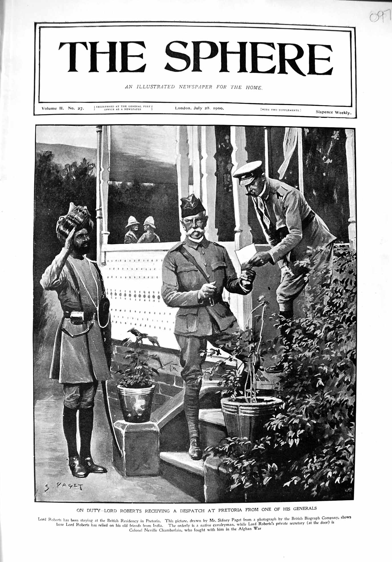 Old Antique Print 1900 Lord Roberts Despatch Pretoria Colonel Chamberlain 20th