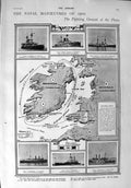 Old Antique Print 1900 Navy War Ships Alexandra Prince George Mars Hart 20th