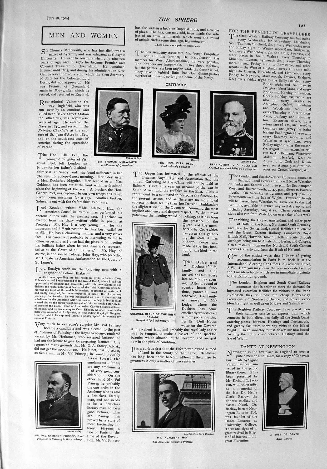 Original Old Antique Print 1900 Peel Blake Hay Bust Dante Prinsep Canal Antwerp