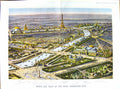 Original Old Antique Print 1900 Colour Paris Eiffel Champs Elysees Torcadero