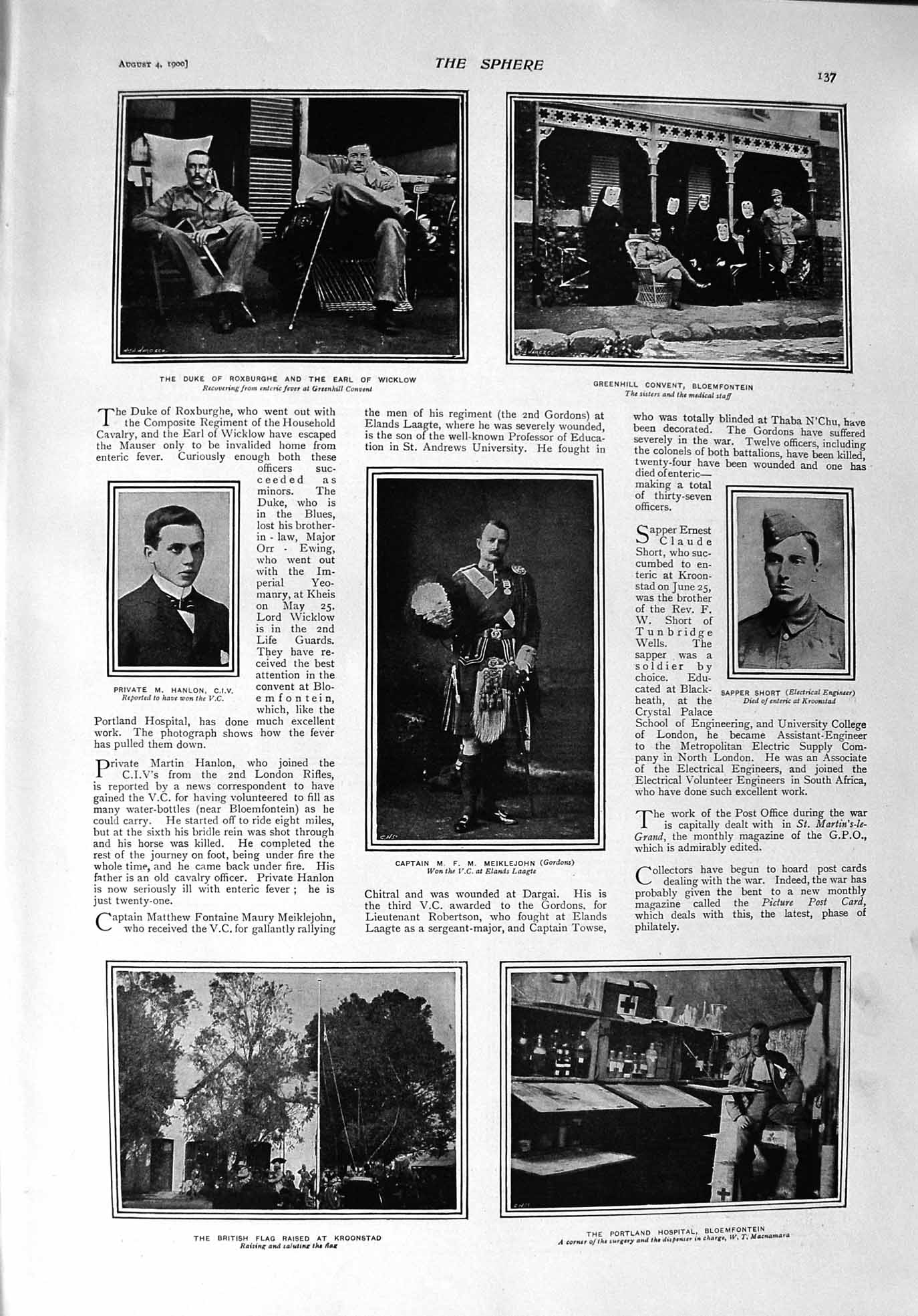 Original Old Antique Print 1900 Duke Roxburghe Meiklejohn Bloemfontein Yangtse