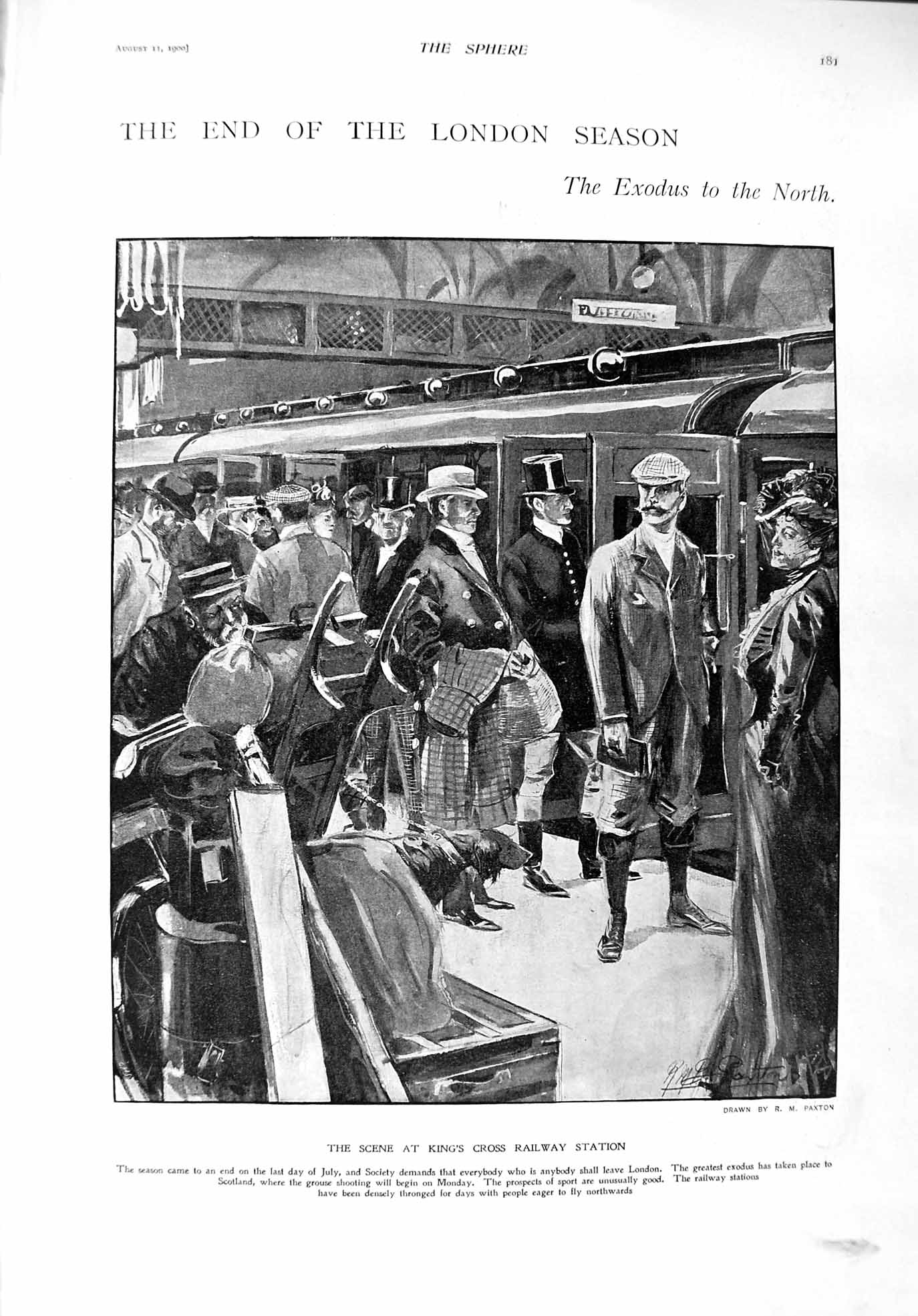 Original Old Antique Print 1900 King'S Cross Railway Station Avalanche Klosters