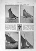 Original Old Antique Print 1900 Yachts Brynhild Nordwest Marion Meteor Jameson