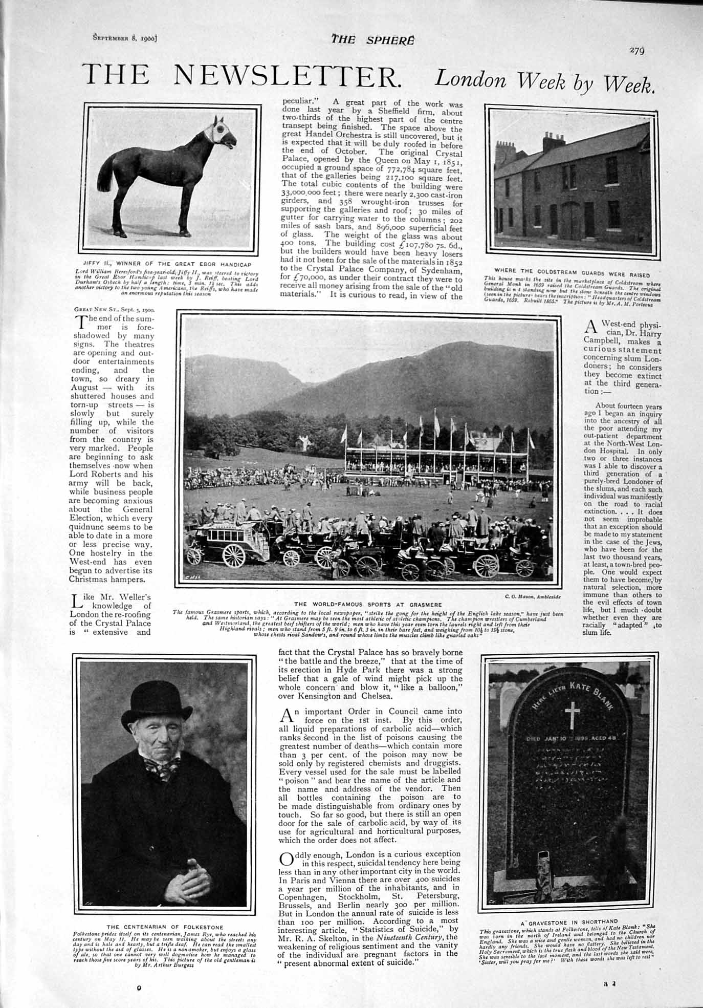 Old Antique Print 1900 James Rye Grasmere Jiffy Horse Ladysmith Ballater 20th
