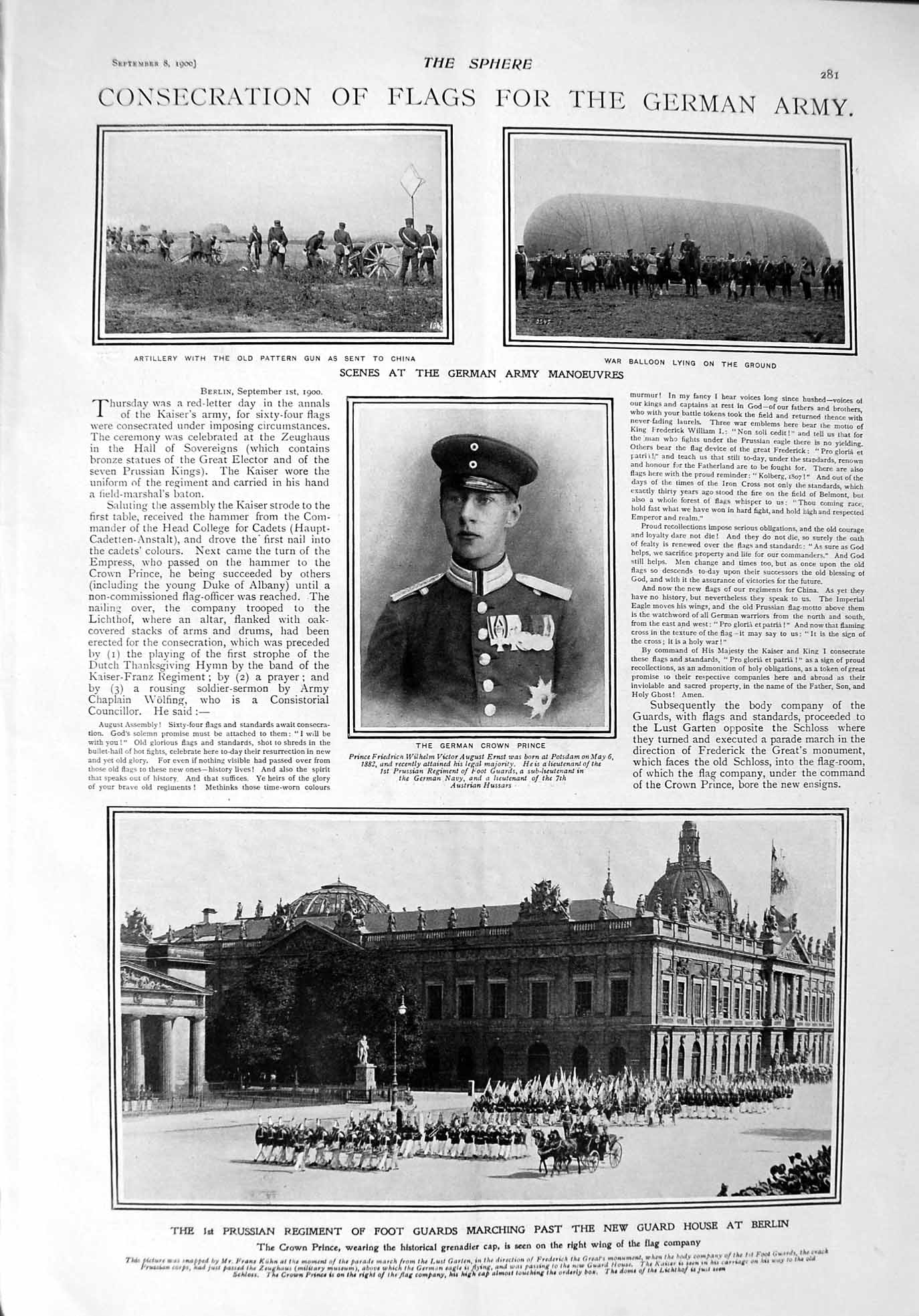 Old Antique Print 1900 Prince Ernst Prussian Guards Berlin Army Asbestos 20th