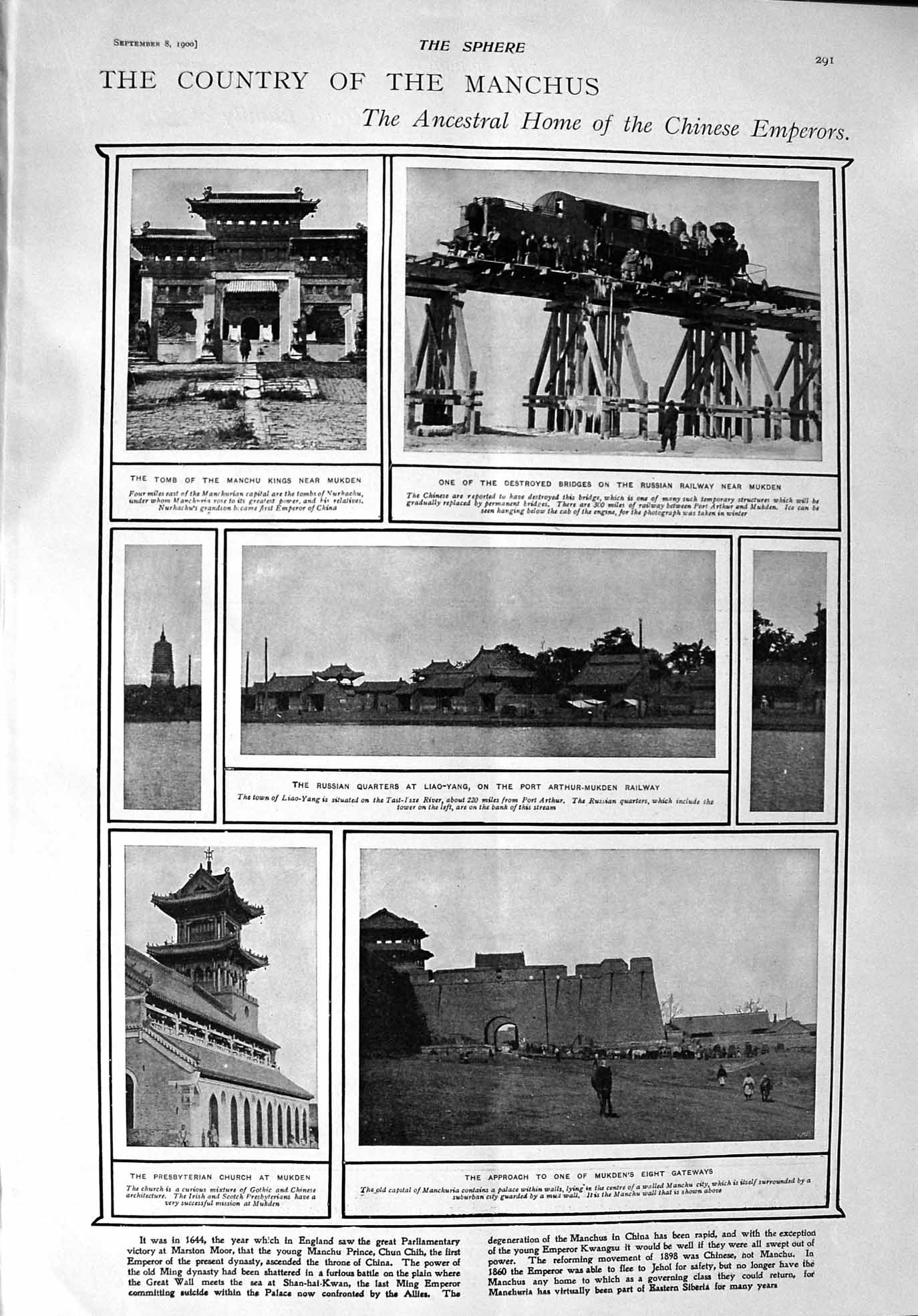 Old Antique Print 1900 Manchus Arthur-Mukden Railway Czar Russia Finland 20th