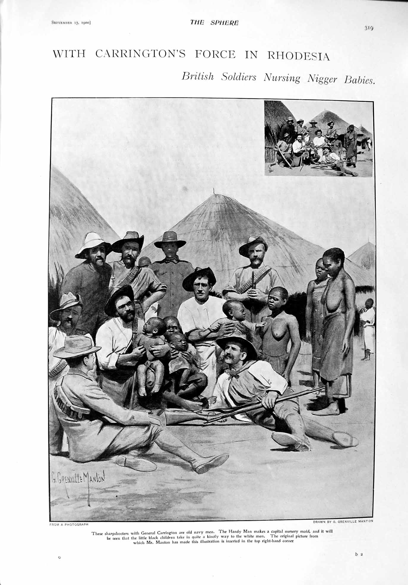 Original Old Antique Print 1900 General Carrington Rhodesia Woodhead War Africa