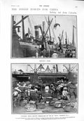 Original Old Antique Print 1900 Transport Mules Calcutta Ship Umta Yachts Clyde